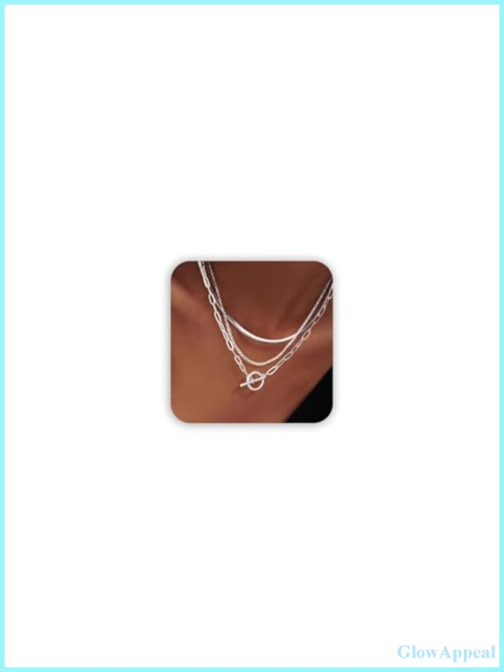 3-Piece Layered Toggle Necklace Set Silver Plated Brass Chains